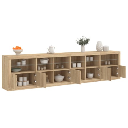 Sideboard with LED lights Sonoma oak 283x37x67 cm by , Sideboards - Ref: Foro24-3209018, Price: 289,95 €, Discount: %