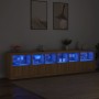 Sideboard with LED lights Sonoma oak 283x37x67 cm by , Sideboards - Ref: Foro24-3209018, Price: 289,95 €, Discount: %