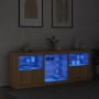 Sideboard with LED lights Sonoma oak 181.5x37x67 cm by , Sideboards - Ref: Foro24-3209039, Price: 198,71 €, Discount: %