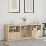 Sideboard with LED lights Sonoma oak 181.5x37x67 cm by , Sideboards - Ref: Foro24-3209039, Price: 198,71 €, Discount: %