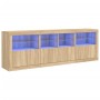 Sideboard with LED lights Sonoma oak 202x37x67 cm by , Sideboards - Ref: Foro24-3209011, Price: 212,52 €, Discount: %