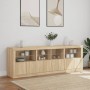 Sideboard with LED lights Sonoma oak 202x37x67 cm by , Sideboards - Ref: Foro24-3209011, Price: 212,52 €, Discount: %