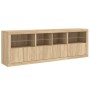 Sideboard with LED lights Sonoma oak 202x37x67 cm by , Sideboards - Ref: Foro24-3209011, Price: 212,52 €, Discount: %