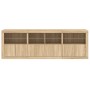 Sideboard with LED lights Sonoma oak 202x37x67 cm by , Sideboards - Ref: Foro24-3209011, Price: 212,52 €, Discount: %