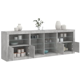 Betongraues Sideboard mit LED-Leuchten 202x37x67 cm von , Sideboards - Ref: Foro24-3209047, Preis: 212,95 €, Rabatt: %