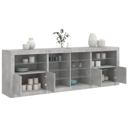 Concrete gray sideboard with LED lights 202x37x67 cm by , Sideboards - Ref: Foro24-3209047, Price: 213,24 €, Discount: %