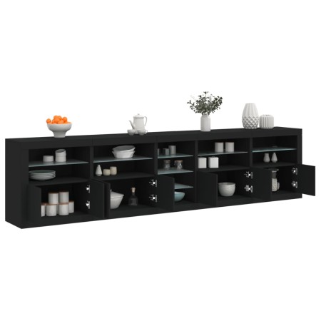 Aparador con luces LED negro 283x37x67 cm de , Aparadores - Ref: Foro24-3209024, Precio: 323,77 €, Descuento: %