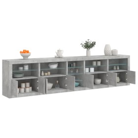 Betongraues Sideboard mit LED-Leuchten 283x37x67 cm von , Sideboards - Ref: Foro24-3209026, Preis: 317,47 €, Rabatt: %