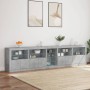 Betongraues Sideboard mit LED-Leuchten 283x37x67 cm von , Sideboards - Ref: Foro24-3209026, Preis: 325,43 €, Rabatt: %