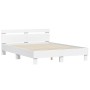 Bed frame with headboard and white LED lights 150x200 cm by , Beds and slatted bases - Ref: Foro24-3207539, Price: 156,70 €, ...