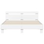 Bed frame with headboard and white LED lights 150x200 cm by , Beds and slatted bases - Ref: Foro24-3207539, Price: 156,70 €, ...