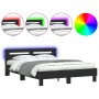 Bed frame with headboard and LED lights black 140x200 cm by , Beds and slatted bases - Ref: Foro24-3207547, Price: 198,61 €, ...