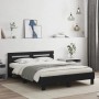 Bed frame with headboard and LED lights black 140x200 cm by , Beds and slatted bases - Ref: Foro24-3207547, Price: 198,61 €, ...