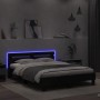 Bed frame with headboard and LED lights black 140x200 cm by , Beds and slatted bases - Ref: Foro24-3207547, Price: 198,61 €, ...