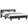 Bed frame with headboard and LED lights black 140x200 cm by , Beds and slatted bases - Ref: Foro24-3207547, Price: 198,61 €, ...