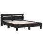 Bed frame with headboard and LED lights black 140x200 cm by , Beds and slatted bases - Ref: Foro24-3207547, Price: 198,61 €, ...