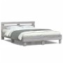 Sonoma gray headboard bed frame and LED lights 140x200 cm by , Beds and slatted bases - Ref: Foro24-3207551, Price: 170,72 €,...