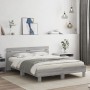 Sonoma gray headboard bed frame and LED lights 140x200 cm by , Beds and slatted bases - Ref: Foro24-3207551, Price: 170,72 €,...