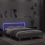 Sonoma gray headboard bed frame and LED lights 140x200 cm by , Beds and slatted bases - Ref: Foro24-3207551, Price: 170,72 €,...