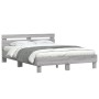 Sonoma gray headboard bed frame and LED lights 140x200 cm by , Beds and slatted bases - Ref: Foro24-3207551, Price: 170,72 €,...