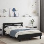 Bed frame with black engineered wood headboard 120x200 cm by , Beds and slatted bases - Ref: Foro24-3207428, Price: 153,86 €,...