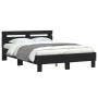 Bed frame with black engineered wood headboard 120x200 cm by , Beds and slatted bases - Ref: Foro24-3207428, Price: 153,86 €,...