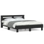 Bed frame with black engineered wood headboard 140x190 cm by , Beds and slatted bases - Ref: Foro24-3207435, Price: 167,56 €,...