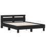 Bed frame with black engineered wood headboard 140x190 cm by , Beds and slatted bases - Ref: Foro24-3207435, Price: 161,99 €,...