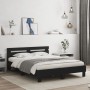 Bed frame with black engineered wood headboard 140x190 cm by , Beds and slatted bases - Ref: Foro24-3207435, Price: 161,99 €,...