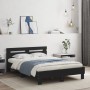 Bed frame with black engineered wood headboard 135x190 cm by , Beds and slatted bases - Ref: Foro24-3207442, Price: 128,19 €,...