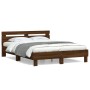 Cama con cabecero madera de ingeniería marrón roble 140x190 cm de , Camas y somieres - Ref: Foro24-3207440, Precio: 171,06 €,...