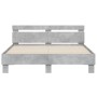 Concrete gray engineered wood bed with headboard 140x190 cm by , Beds and slatted bases - Ref: Foro24-3207437, Price: 153,08 ...