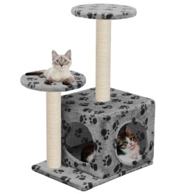 Rascador para gatos con poste de sisal 60 cm huellas gris de vidaXL, Mobiliario para gatos - Ref: Foro24-170518, Precio: 40,9...