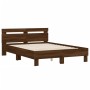 Oak brown engineered wood bed with headboard 120x190 cm by , Beds and slatted bases - Ref: Foro24-3207454, Price: 146,53 €, D...