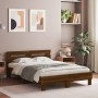 Oak brown engineered wood bed with headboard 120x190 cm by , Beds and slatted bases - Ref: Foro24-3207454, Price: 146,53 €, D...