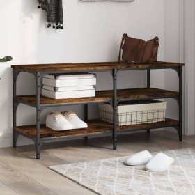 Engineered wood shoe bench smoked oak 100x38.5x49 cm by , Benches for halls and storage - Ref: Foro24-839045, Price: 59,99 €,...