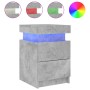 Mesitas de noche con luces LED 2 uds gris hormigón 35x39x55 cm de , Mesitas de noche - Ref: Foro24-836756, Precio: 118,40 €, ...