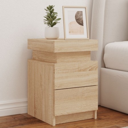 Bedside tables with LED lights 2 pcs Sonoma oak 35x39x55 cm by , Nightstands - Ref: Foro24-836754, Price: 118,99 €, Discount: %