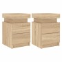 Bedside tables with LED lights 2 pcs Sonoma oak 35x39x55 cm by , Nightstands - Ref: Foro24-836754, Price: 118,99 €, Discount: %