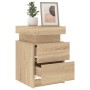 Bedside tables with LED lights 2 pcs Sonoma oak 35x39x55 cm by , Nightstands - Ref: Foro24-836754, Price: 118,99 €, Discount: %