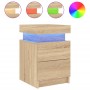 Bedside tables with LED lights 2 pcs Sonoma oak 35x39x55 cm by , Nightstands - Ref: Foro24-836754, Price: 118,99 €, Discount: %