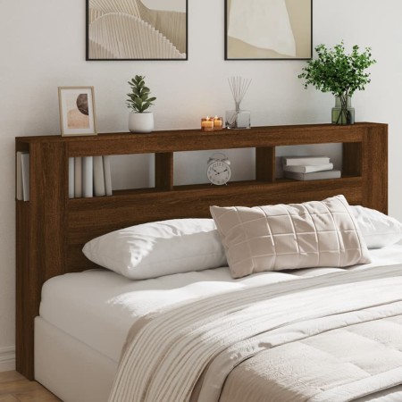 LED headboard engineered wood brown oak 200x18.5x103.5 cm by , Headboards and footboards - Ref: Foro24-837371, Price: 110,99 ...