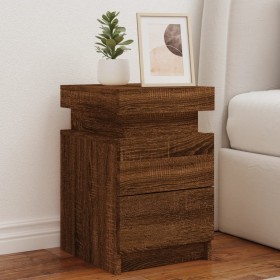 Bedside table with LED lights brown oak 35x39x55 cm by , Nightstands - Ref: Foro24-836761, Price: 67,51 €, Discount: %