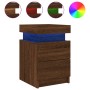 Bedside table with LED lights brown oak 35x39x55 cm by , Nightstands - Ref: Foro24-836761, Price: 65,99 €, Discount: %