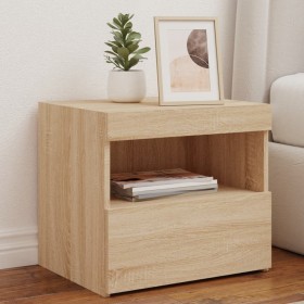 Bedside tables with LED lights 2 pcs Sonoma oak 50x40x45 cm by , Nightstands - Ref: Foro24-836768, Price: 89,10 €, Discount: %