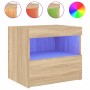 Bedside tables with LED lights 2 pcs Sonoma oak 50x40x45 cm by , Nightstands - Ref: Foro24-836768, Price: 89,10 €, Discount: %