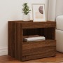 Bedside table with LED lights brown oak 50x40x45 cm by , Nightstands - Ref: Foro24-836775, Price: 52,97 €, Discount: %