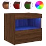 Bedside table with LED lights brown oak 50x40x45 cm by , Nightstands - Ref: Foro24-836775, Price: 52,97 €, Discount: %