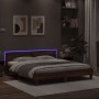 Oak brown headboard bed frame and LED lights 200x200 cm by , Beds and slatted bases - Ref: Foro24-3207524, Price: 175,46 €, D...