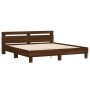 Estructura de cama cabecero y luces LED marrón roble 200x200 cm de , Camas y somieres - Ref: Foro24-3207524, Precio: 175,99 €...